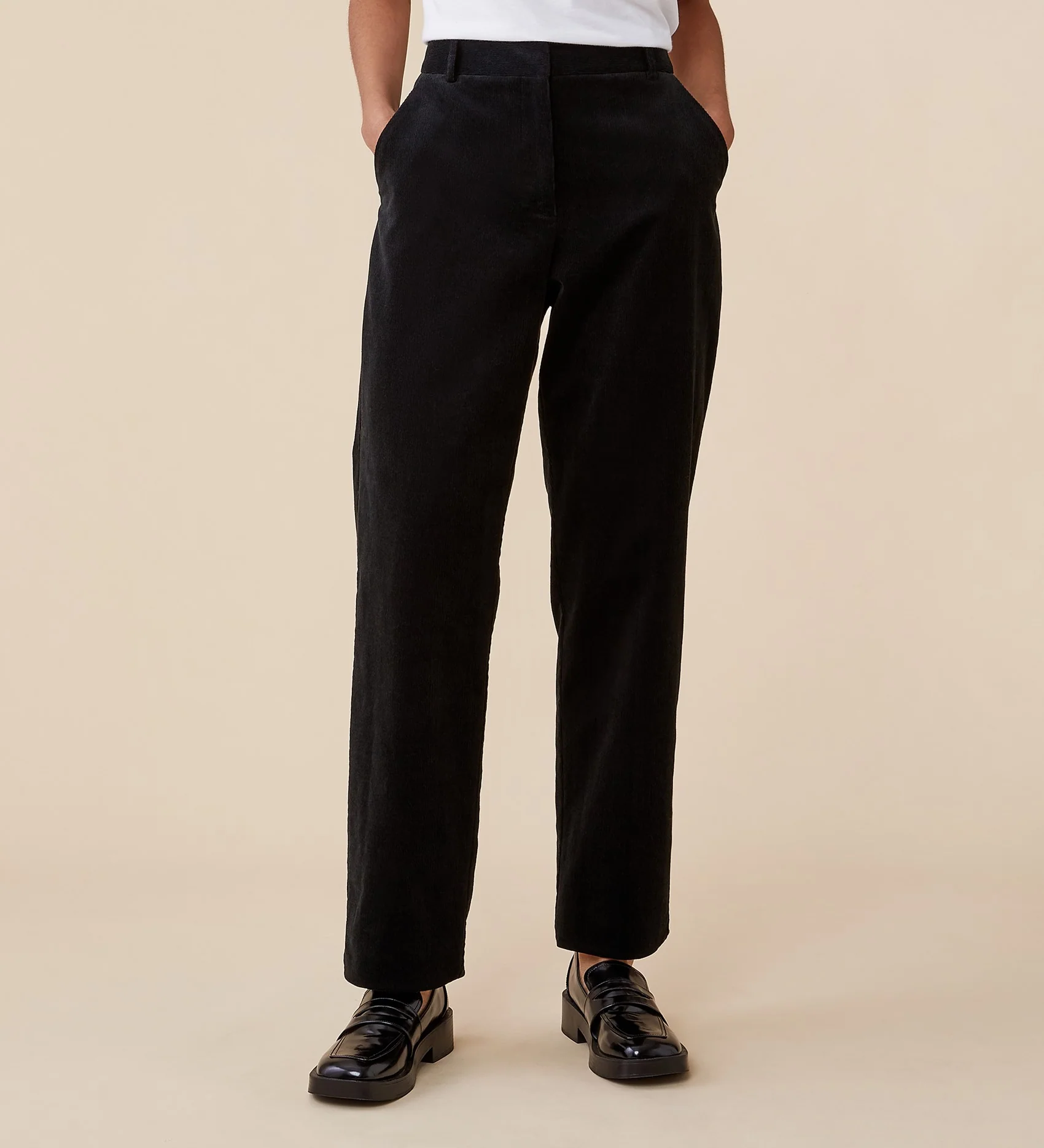 Ella Black Cotton Cord Trousers