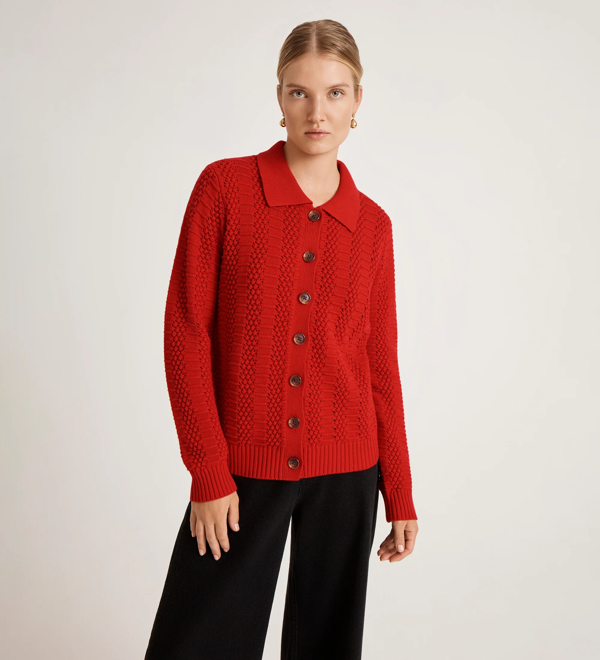 Emlyn Red Knitted Cardigan