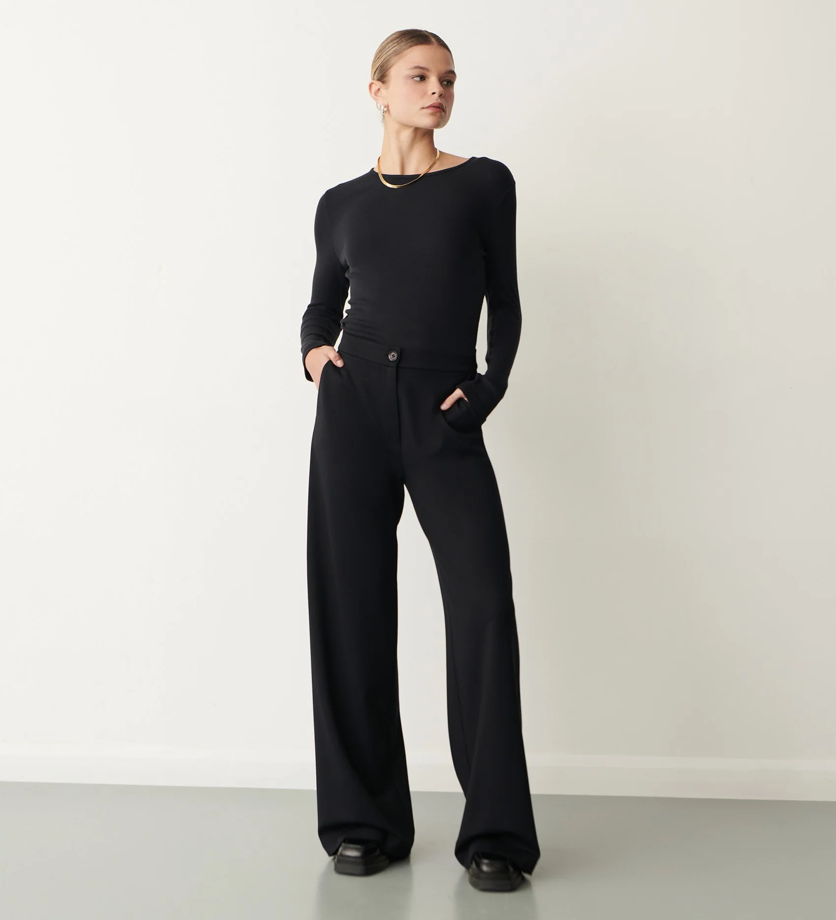 Frankie Black Wide Leg Trousers