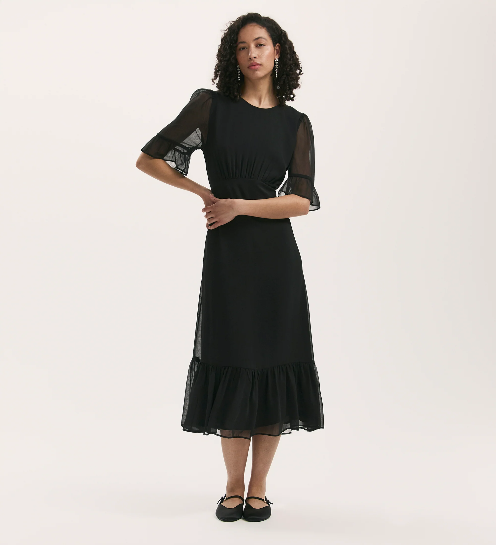 Jennifer Black Chiffon Midi Dress