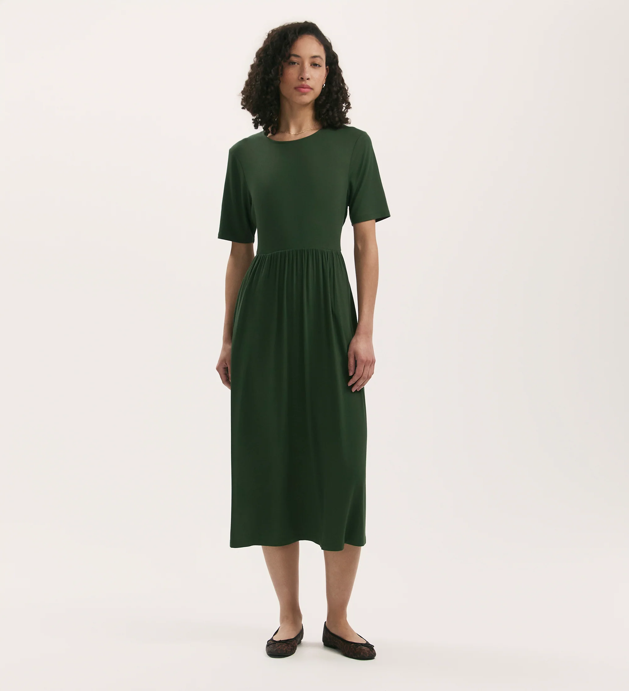 Kathryn Khaki Jersey Midi T-Shirt Dress