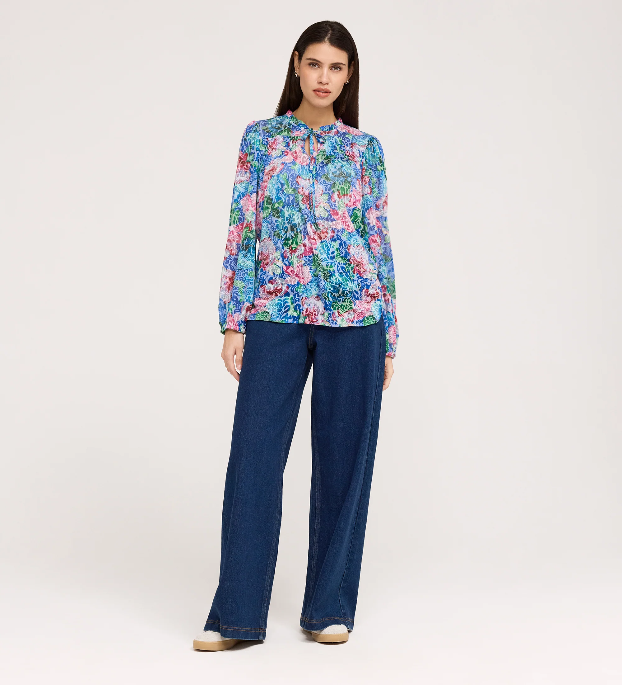 Lizzie Indigo Floral Jersey Blouse