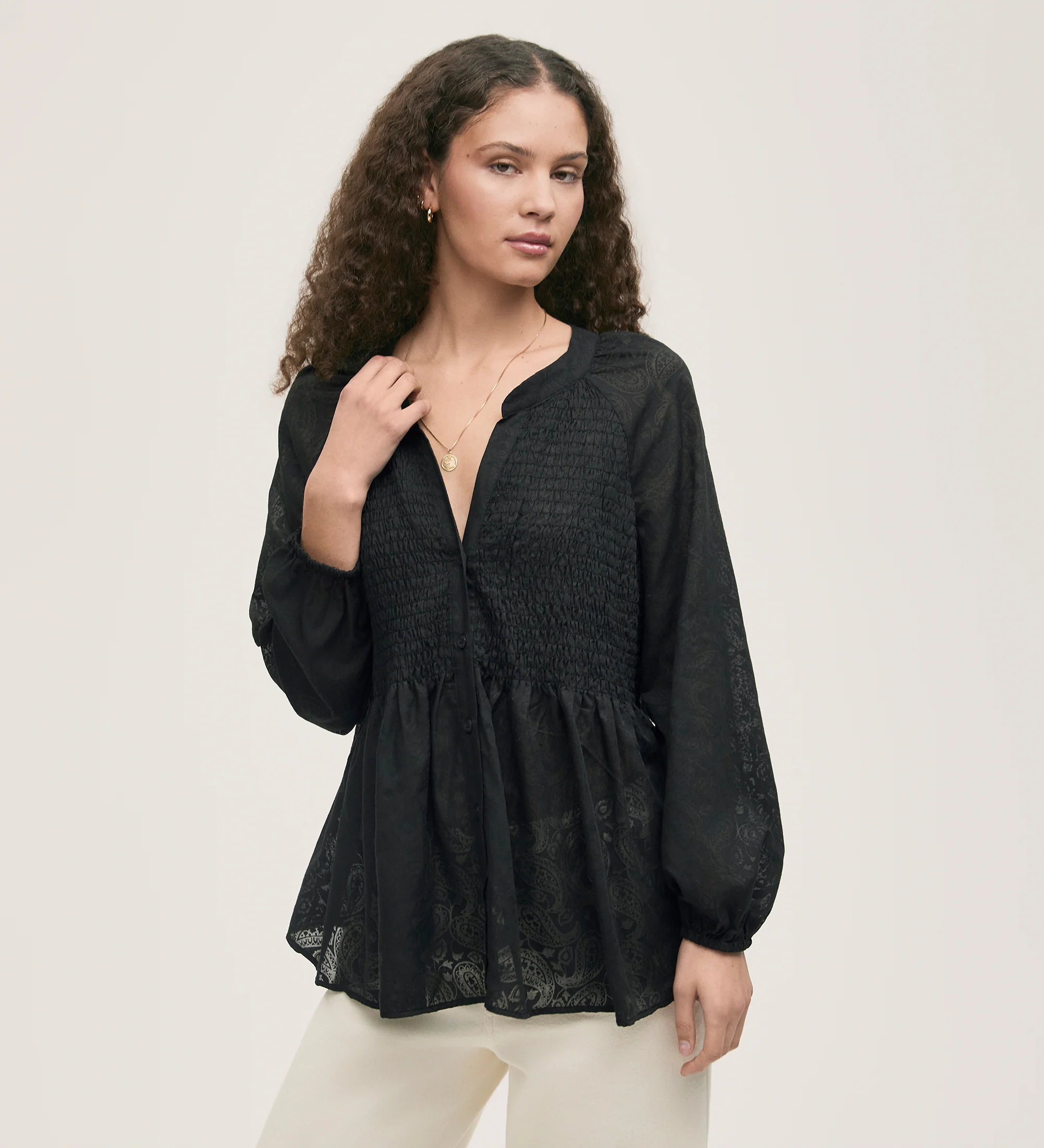 Martha Black Burnout Blouse