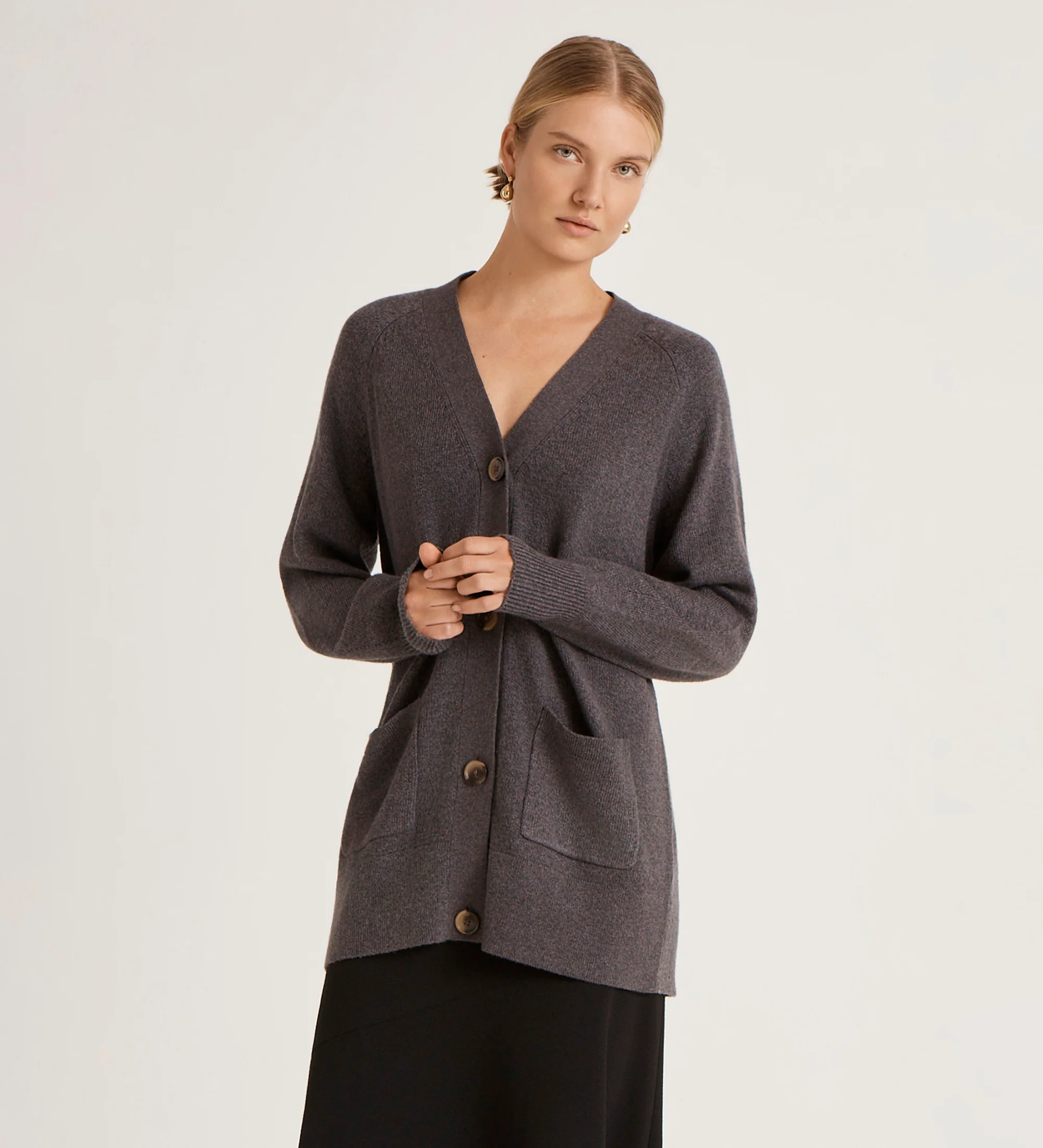 Mila Charcoal Knitted Cardigan