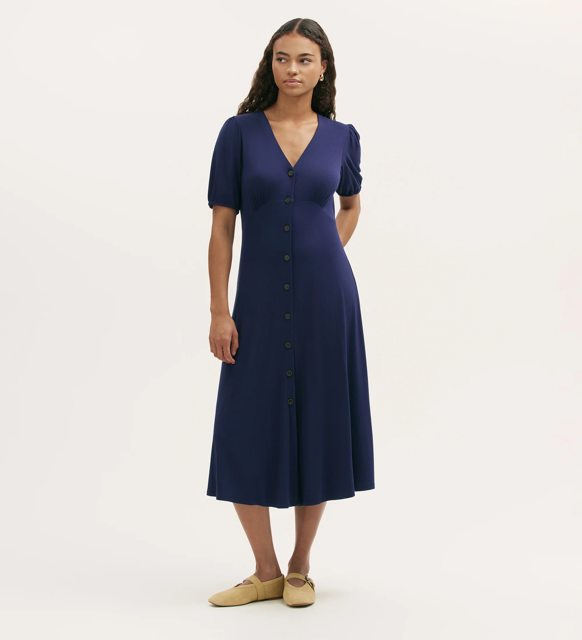 Milena Navy Jersey Midi Dress
