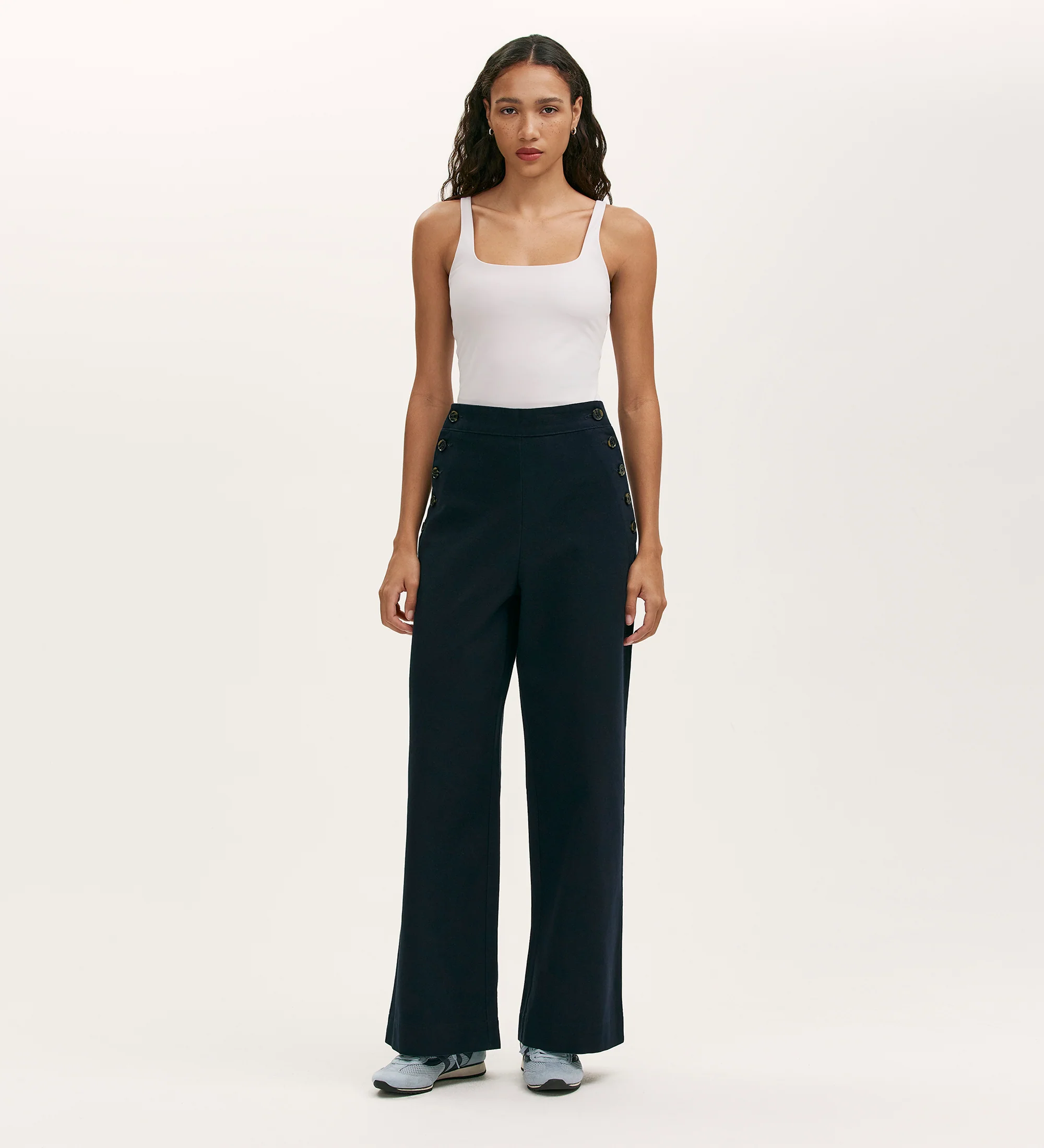 Nellie Navy Canvas Wide Leg Trousers