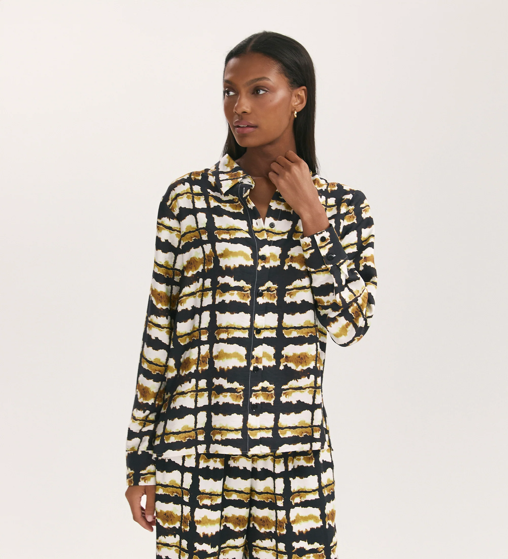 Roma Black Tie Dye Button Through Shirt
