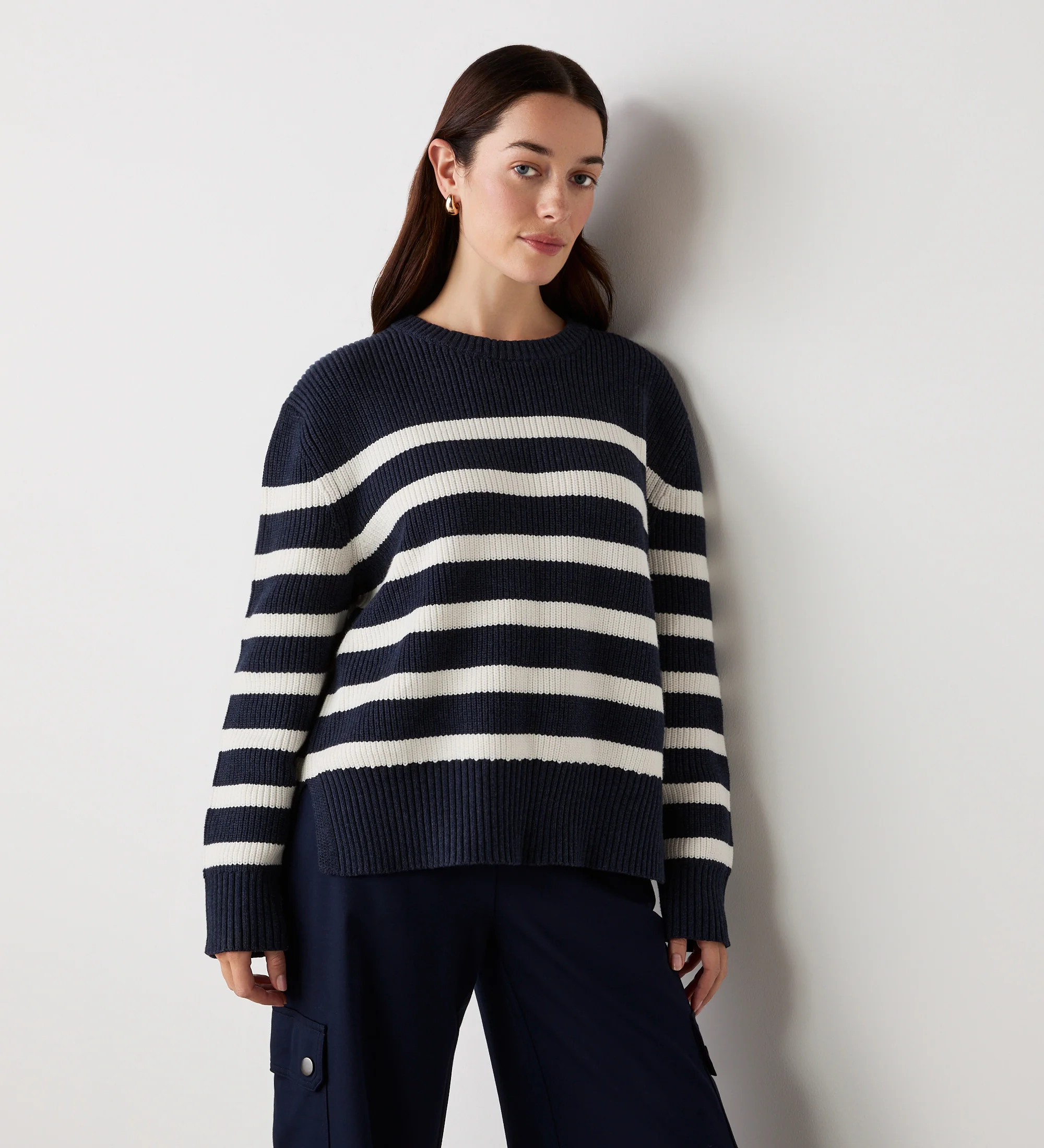 Serena Ivory Striped Knitted Jumper